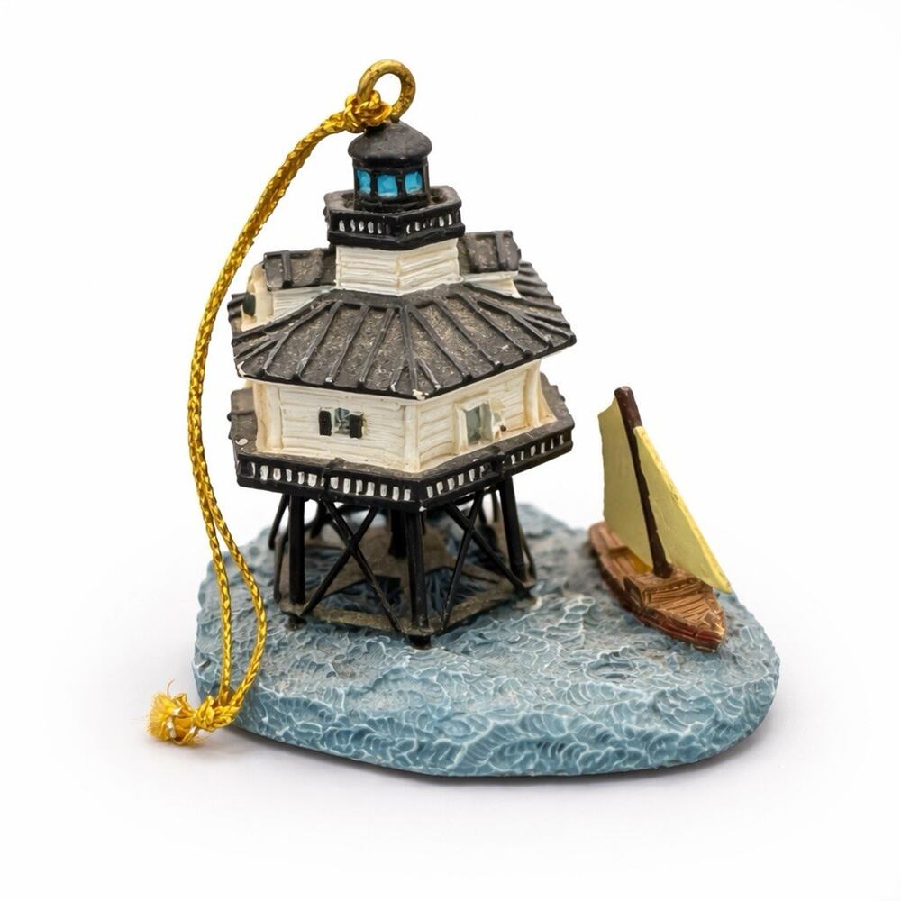 Harbour Lights Middle Bay Alabama Ornament 1998 Lighthouse Sailboat